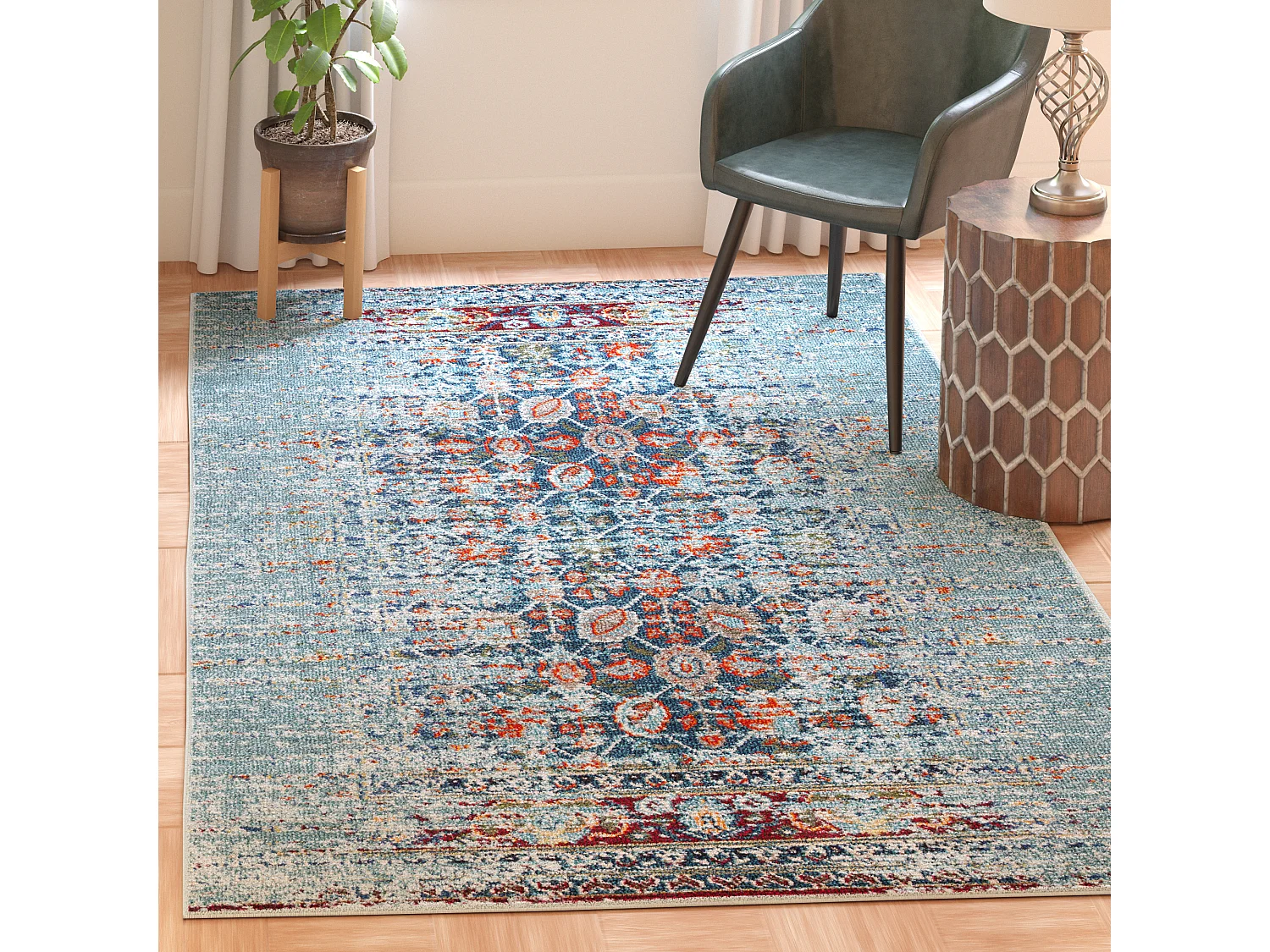 Tapis Bleu/Multicolore 122 X 170 cm - Almeria