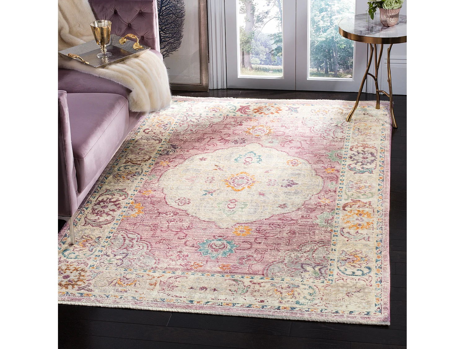 Tapis Rose/Crème 152 X 244 cm - Zenobia