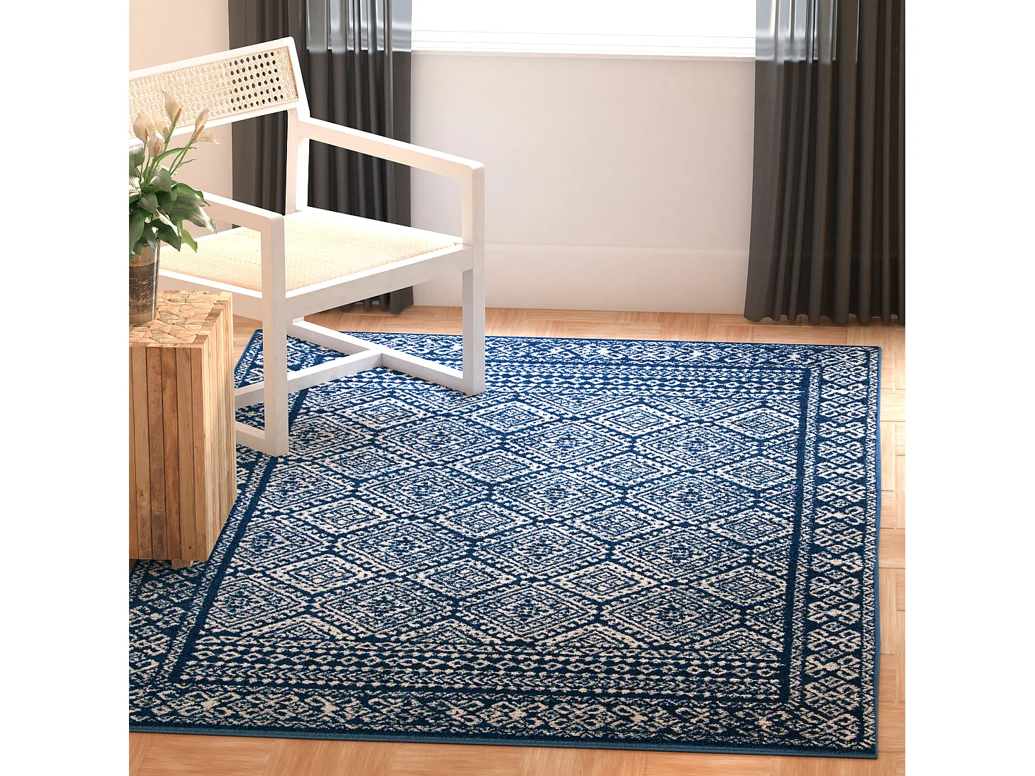 Tapis Bleu Marine/Neutre 122 X 183 cm - Catherine