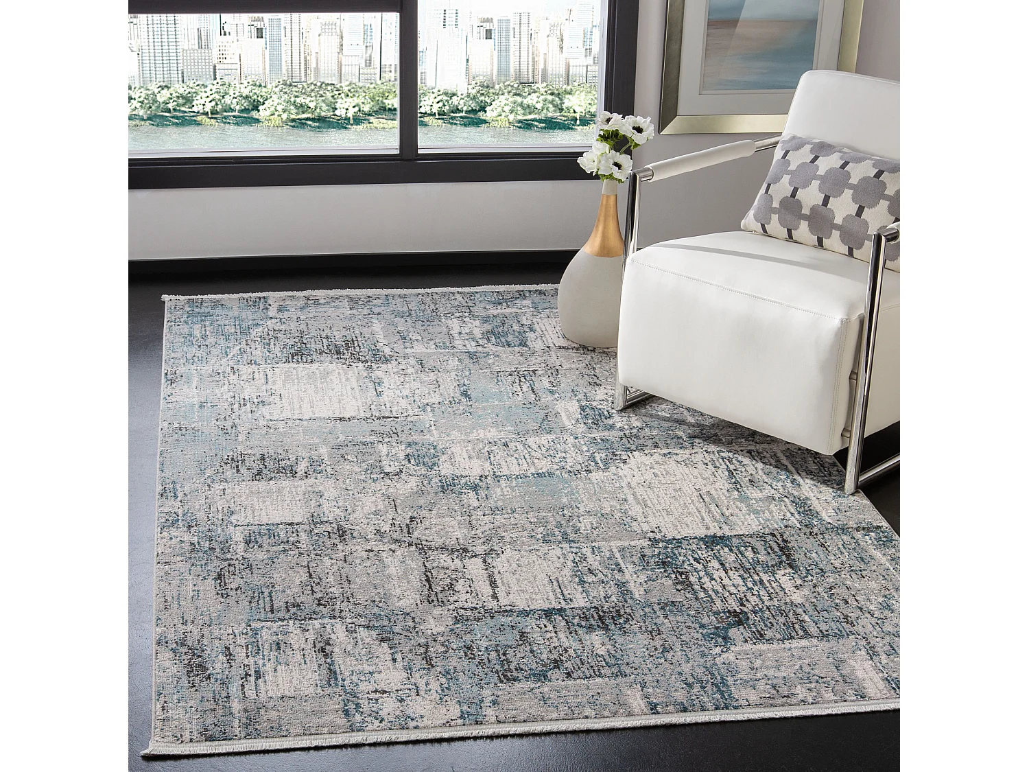 Tapis Gris/Bleu 160 X 229 cm - Daleyza