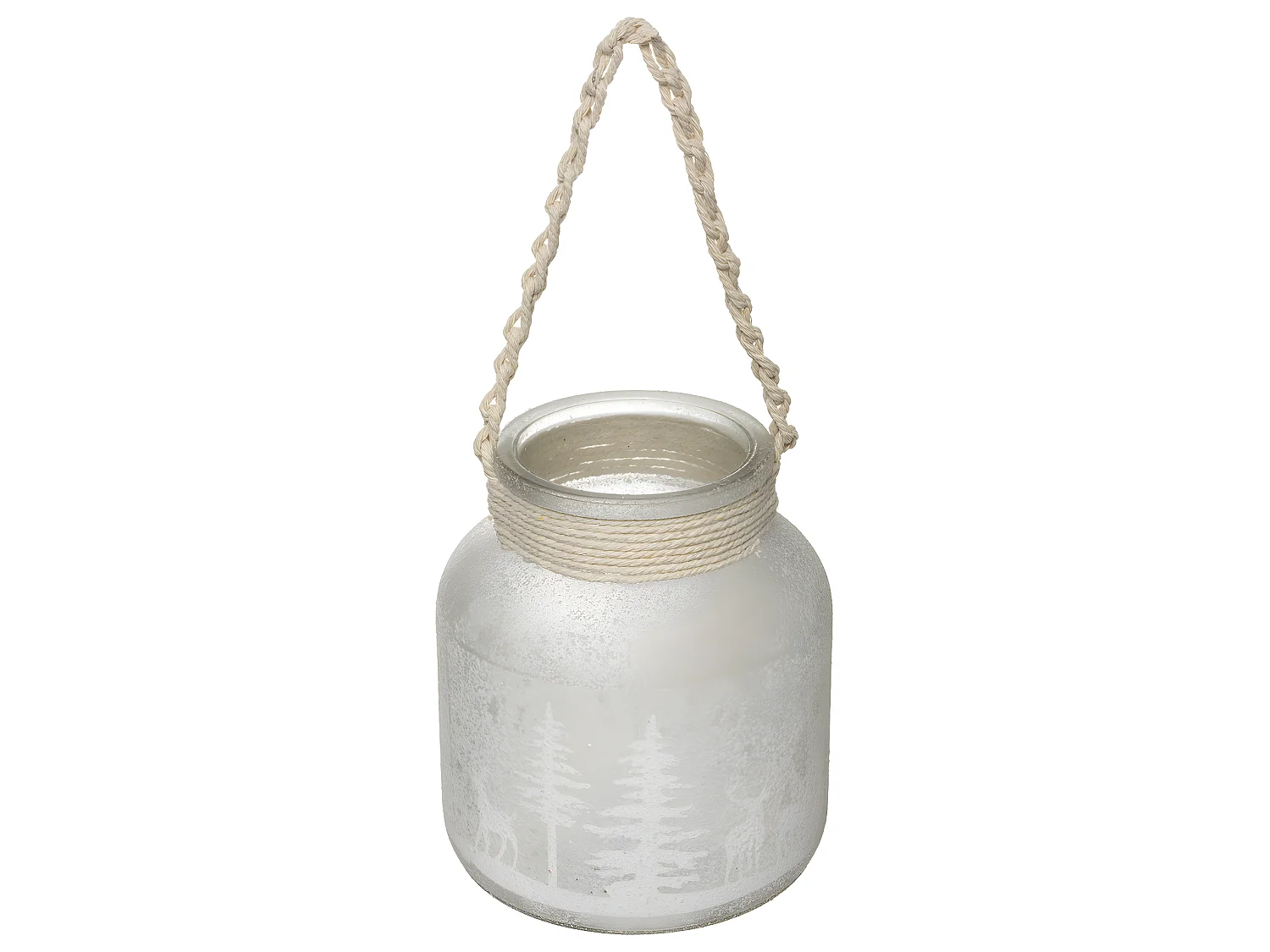 Lanterne Déco Motif Enneigé "Cocon" 16cm Blanc
