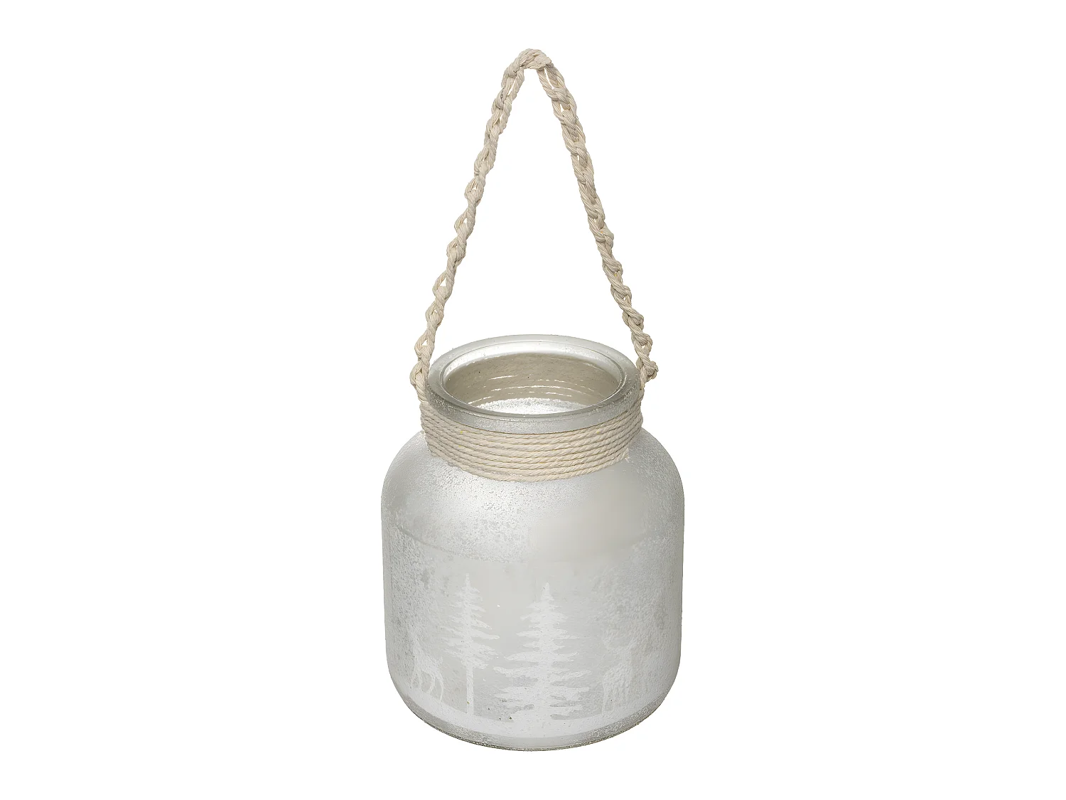 Lanterne Déco Motif Enneigé "Cocon" 16cm Blanc