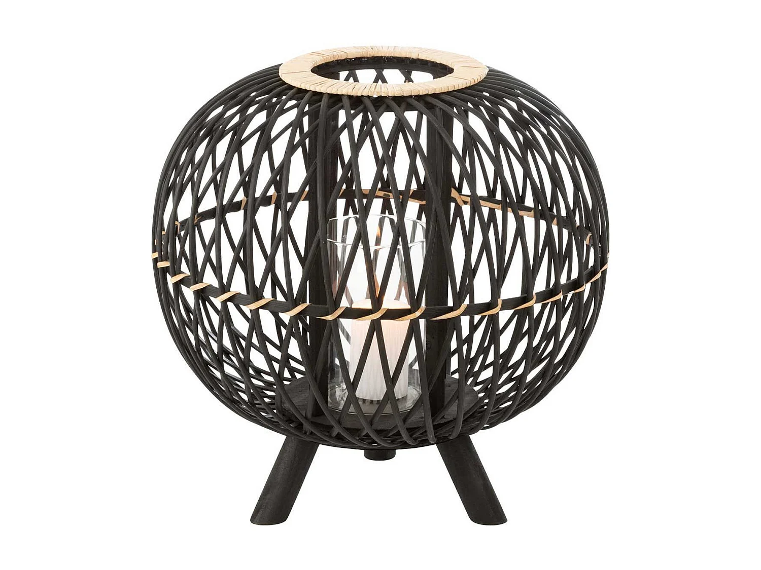 Lanterne Design "Boule sur Pied" 39cm Noir