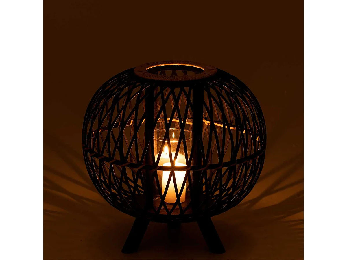 Lanterne Design "Boule sur Pied" 39cm Noir