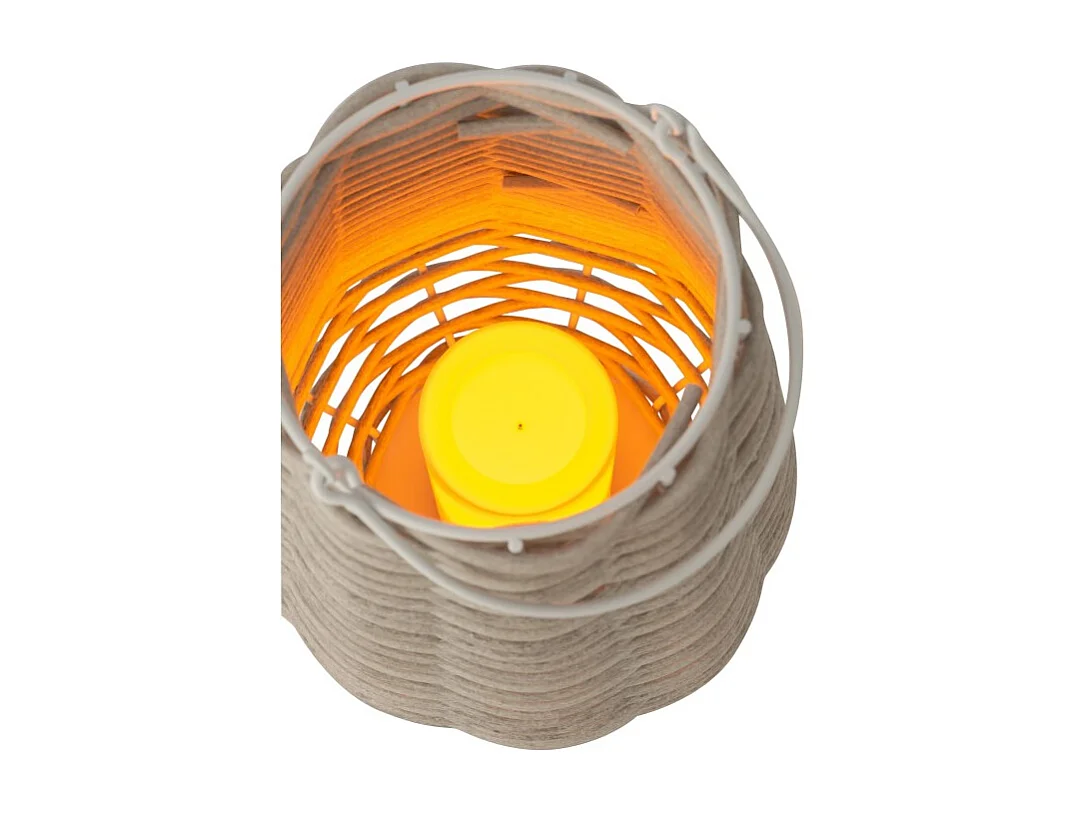 Lámpara tejida de plástico crema de 33x33x47 cm