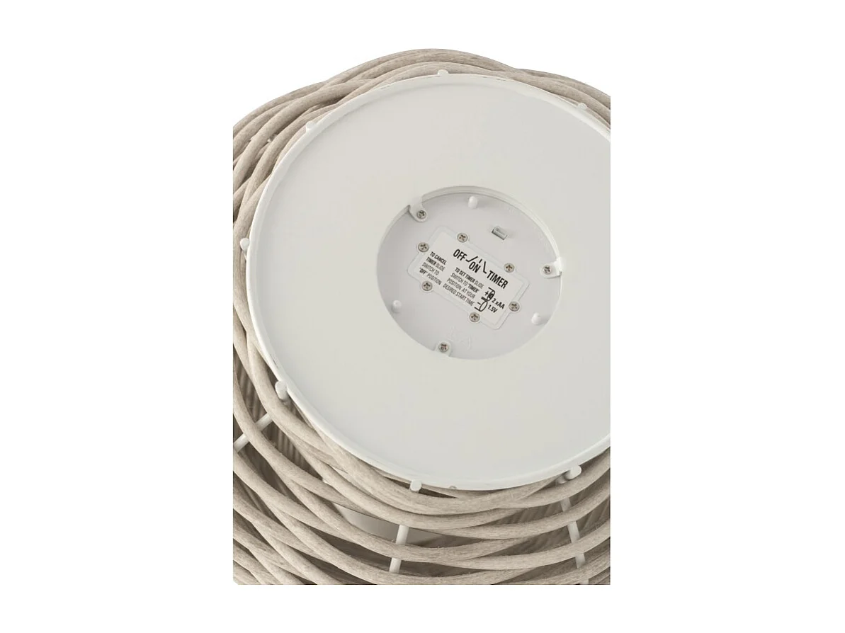 Lámpara tejida de plástico crema de 33x33x47 cm