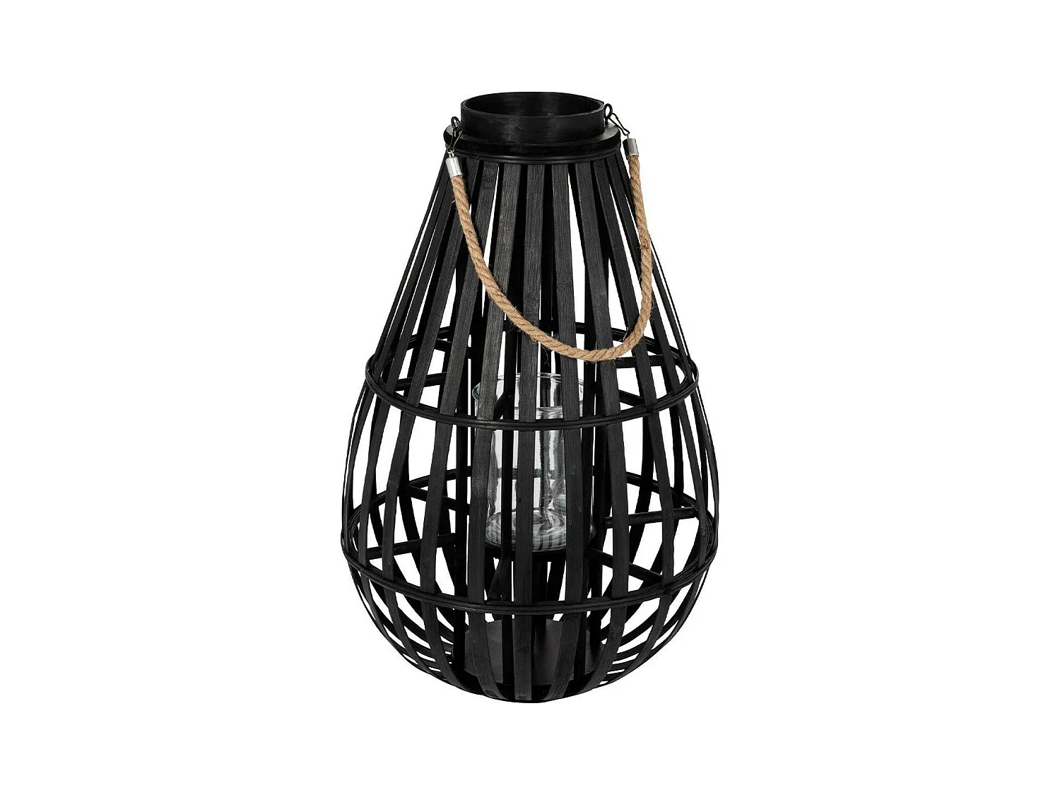 Lanterne Déco en Bambou "Goutte" 90cm Noir