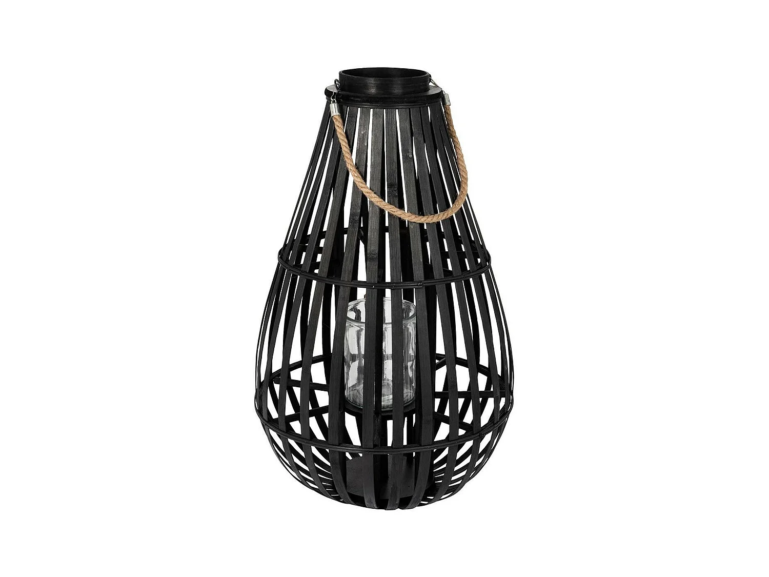 Lanterne Déco en Bambou "Goutte" 70cm Noir