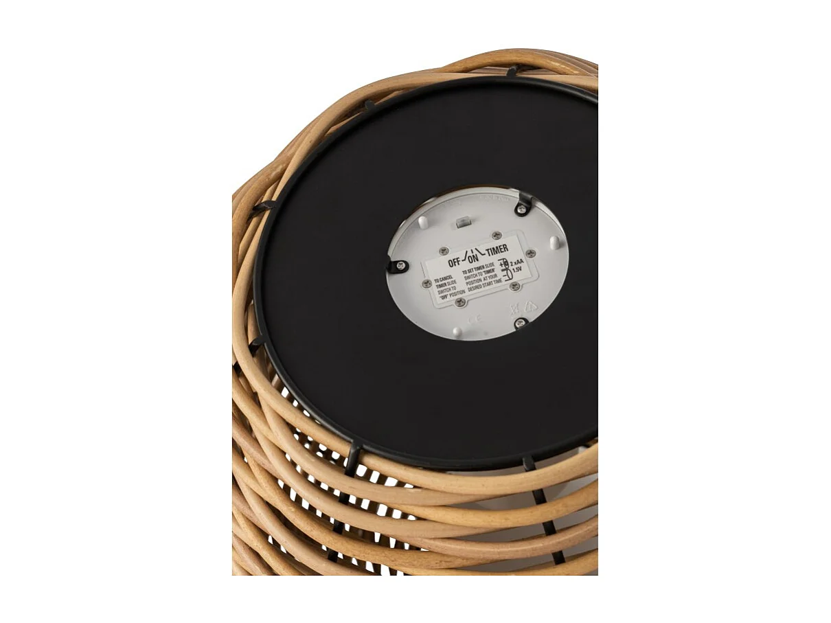 Lámpara de plástico natural tejida con luces LED de 30x30x34 cm