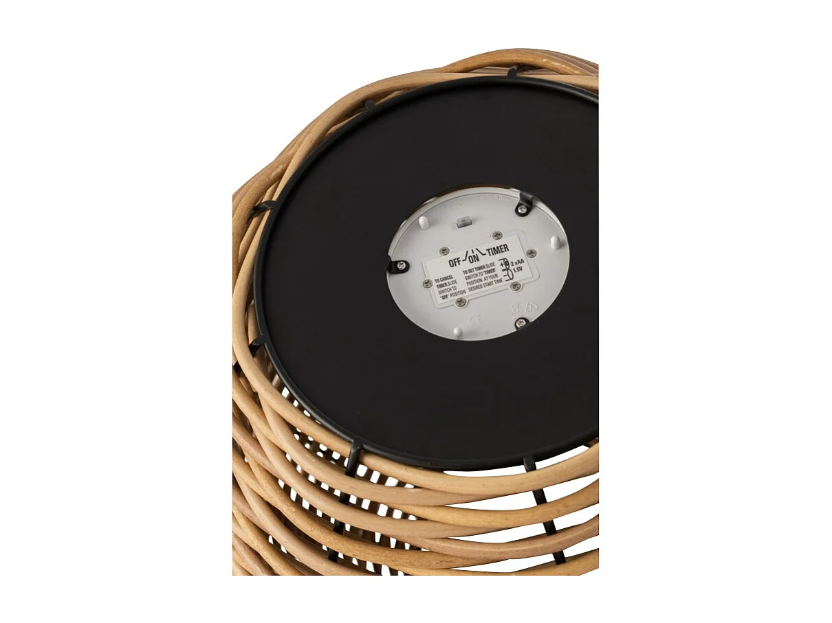 Lámpara de plástico natural tejida con luces LED de 41x41x49 cm