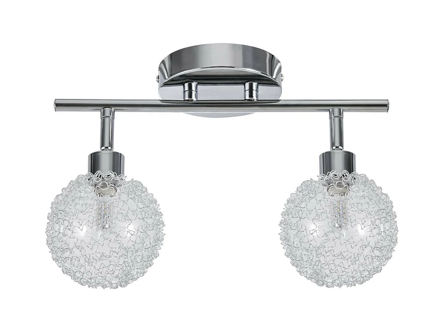 Plafonnier 2 Spots Design "Lako" 32cm Argent