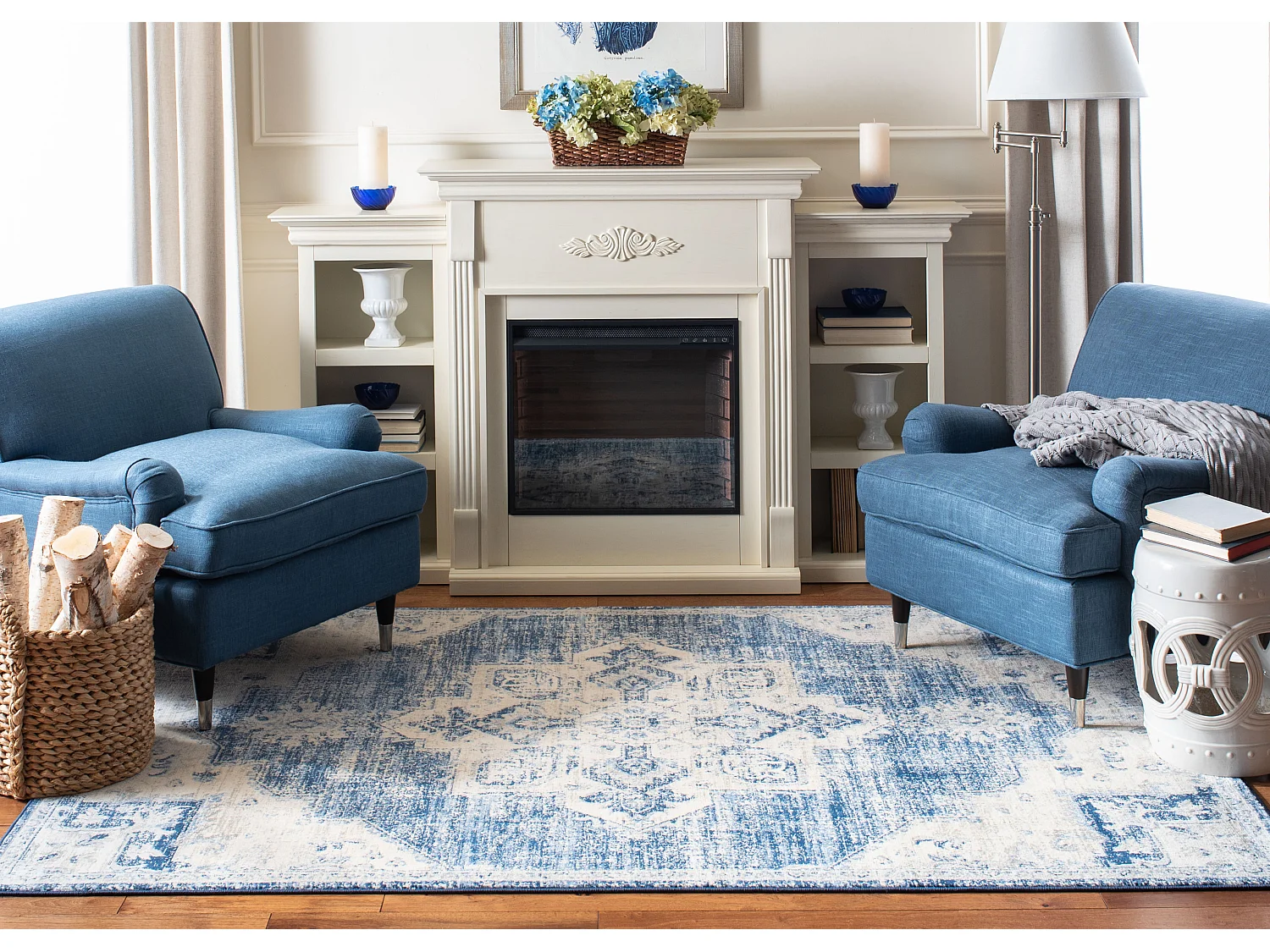 Tapis Neutre/Bleu Marine 160 X 229 cm - Ella