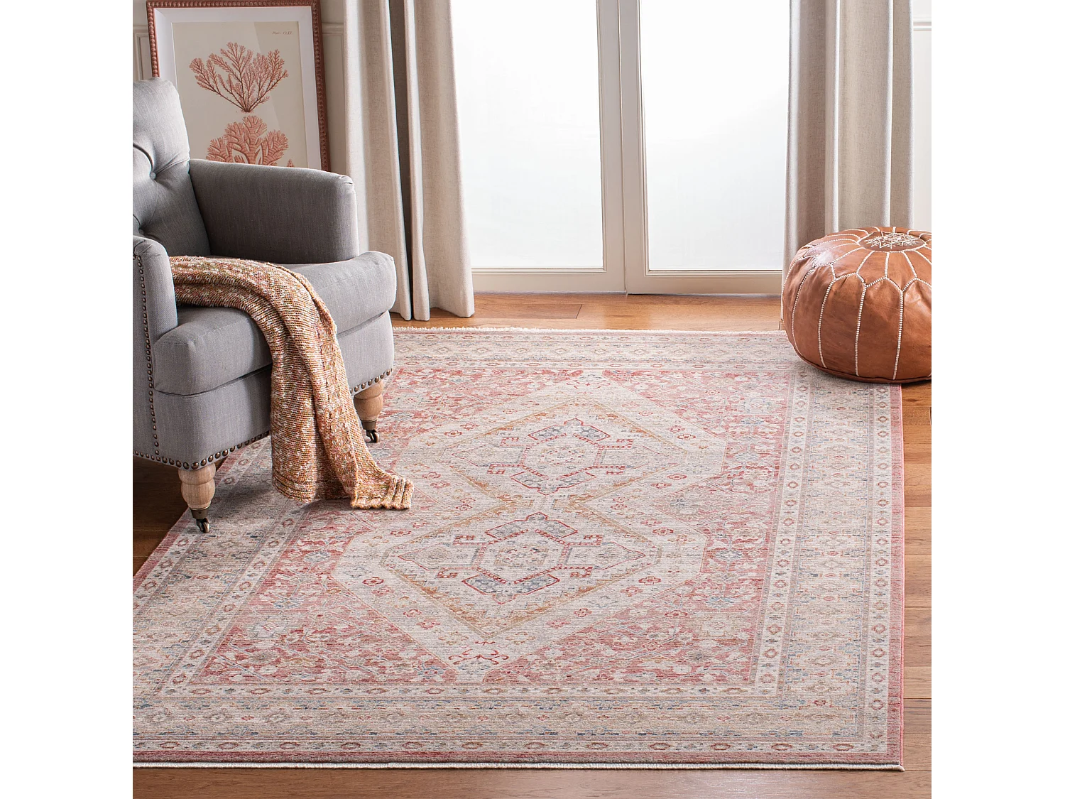 Tapis Rose/Gris 122 X 183 cm - Claire