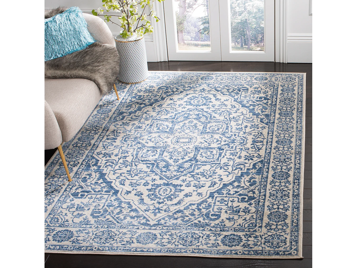 Tapis Bleu Marine/Gris 160 X 229 cm - Melany