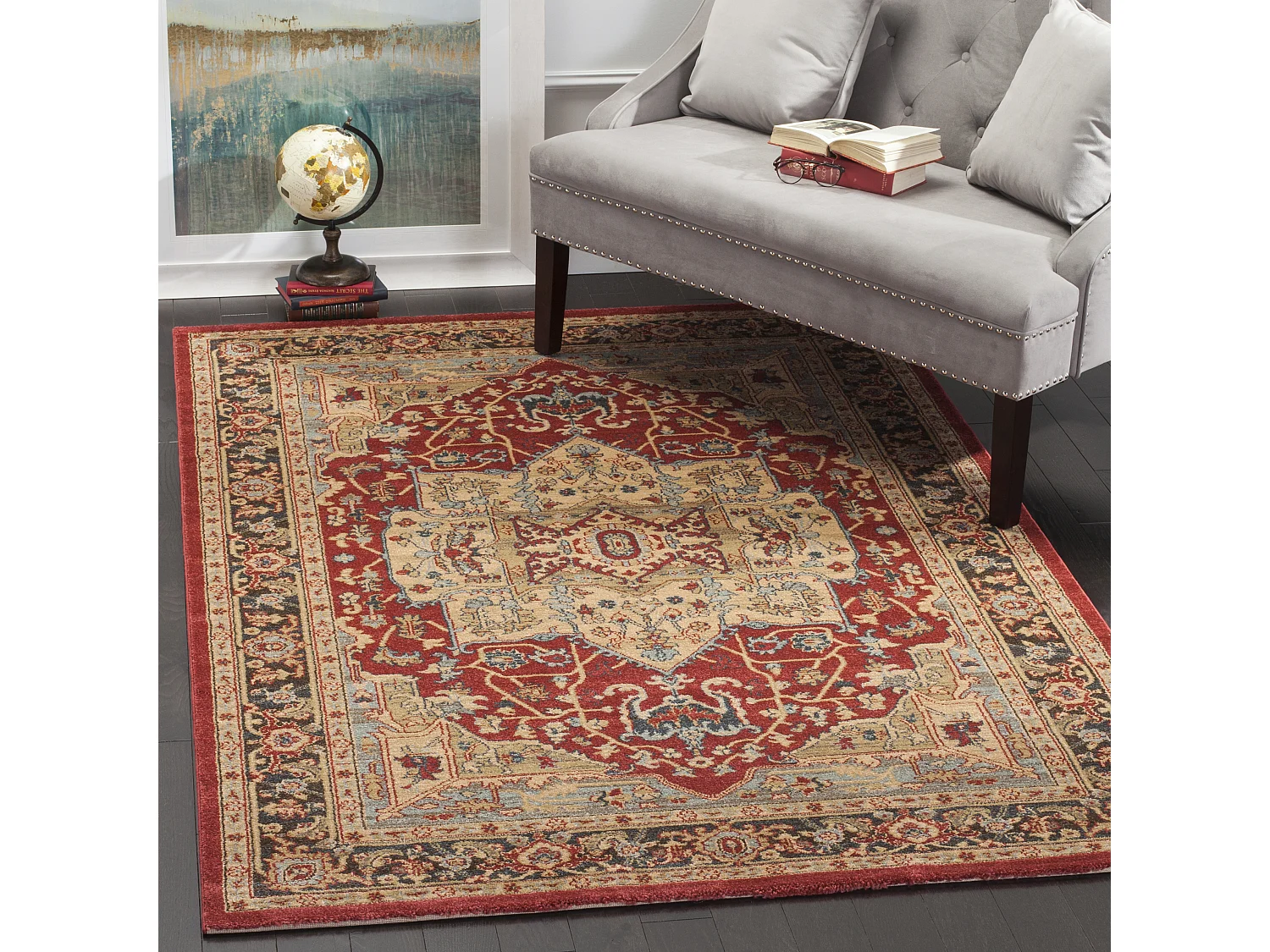 Tapis Neutre/Bleu Marine 122 X 170 cm - Alberto