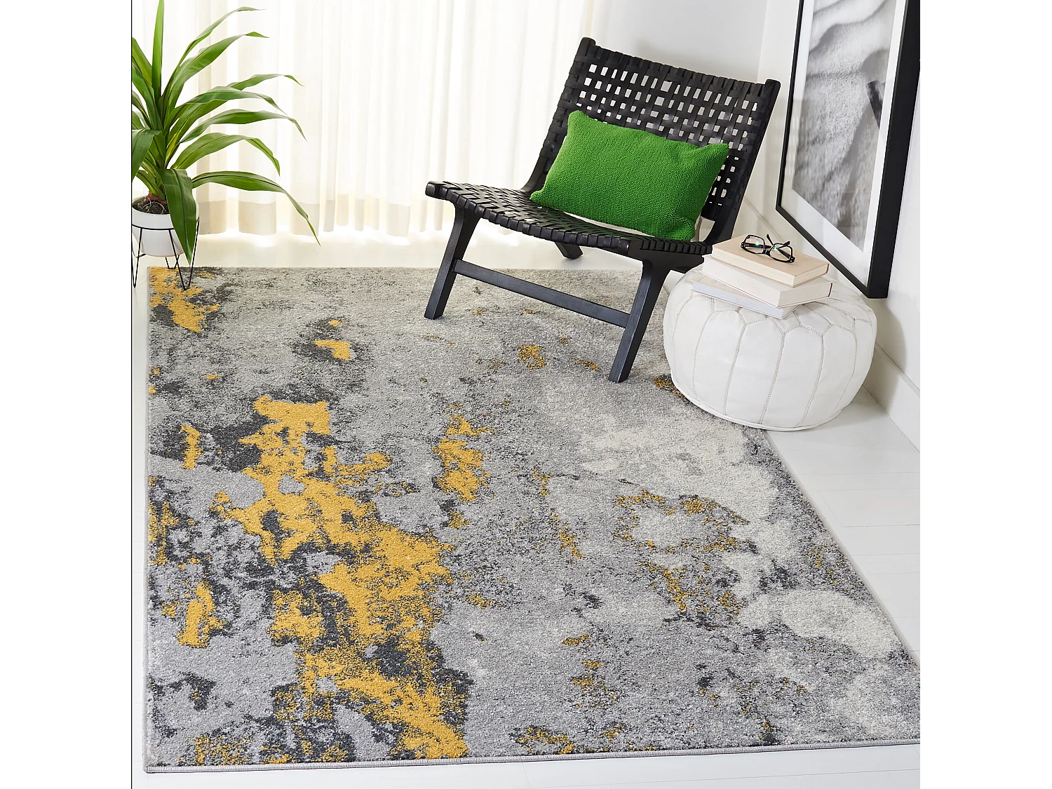 Tapis Gris/Jaune 155 X 229 cm - Evelyn