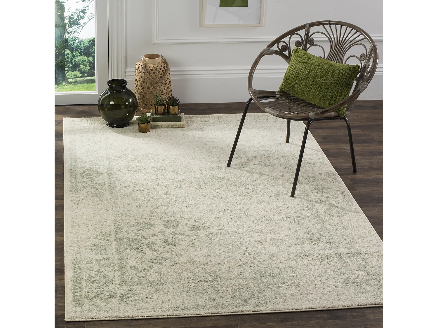 Tapis Neutre/Vert 122 X 183 cm - Lucinda
