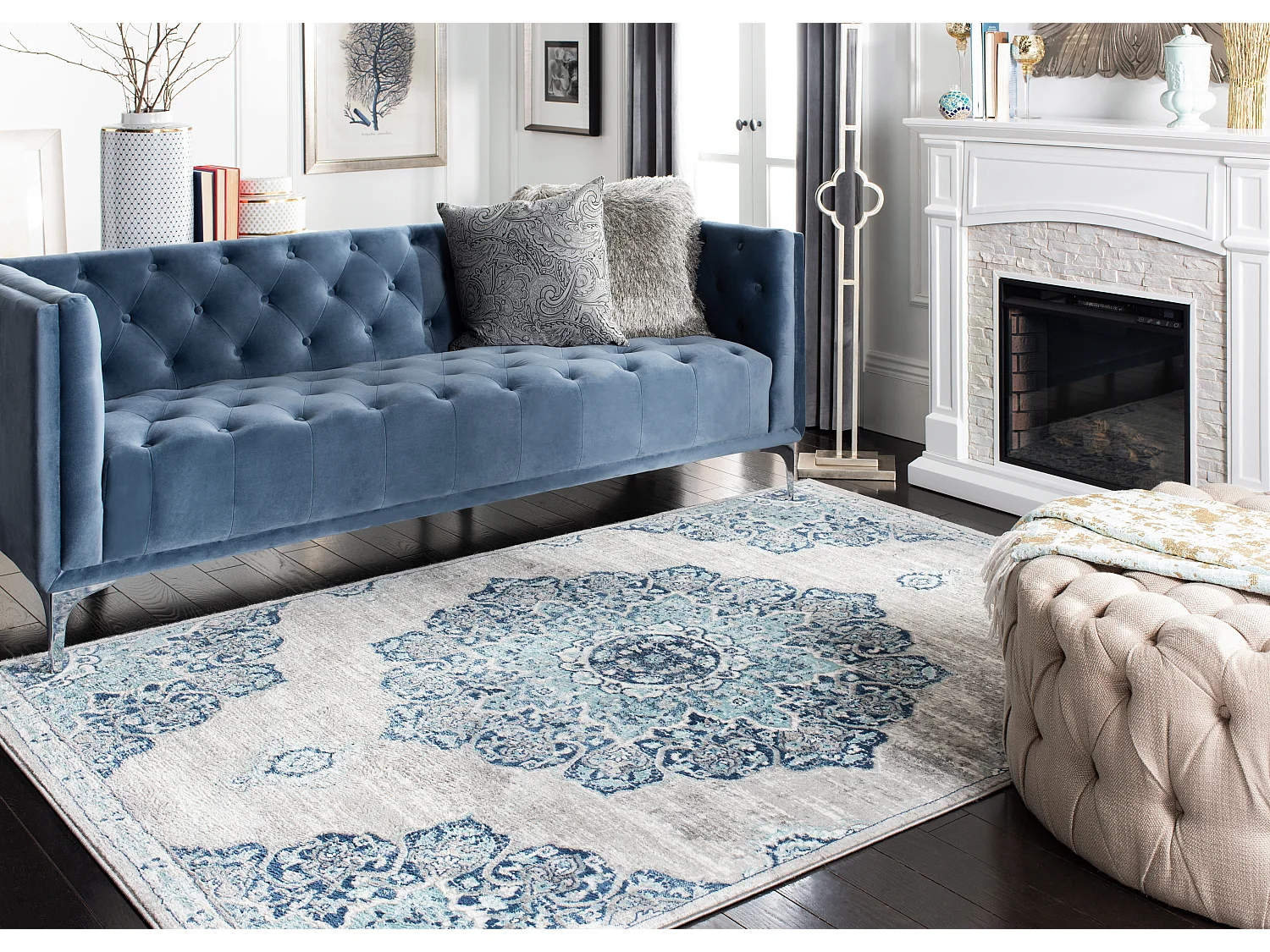 Tapis Bleu Marine/Gris 160 X 229 cm - Aurora