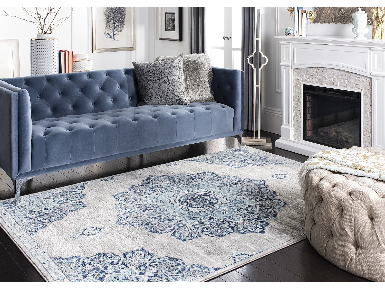 Tapis Bleu Marine/Gris 160 X 229 cm - Aurora