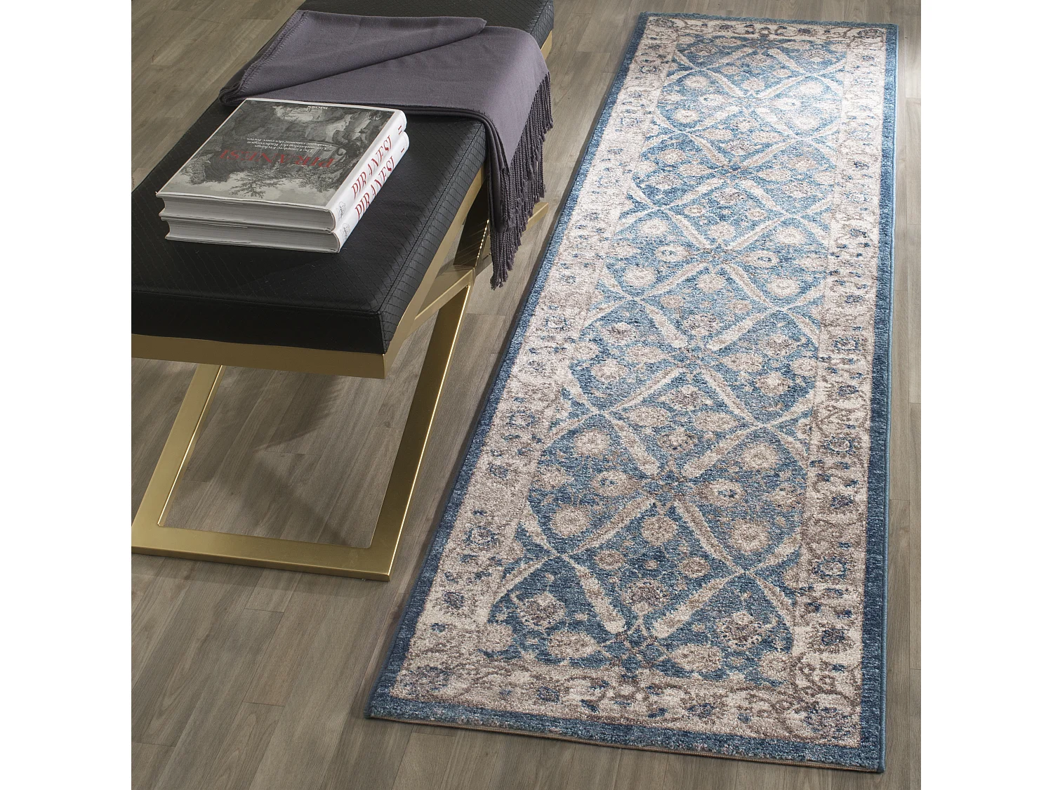 Tapis Bleu/Neutre 66 X 183 cm - Alysia