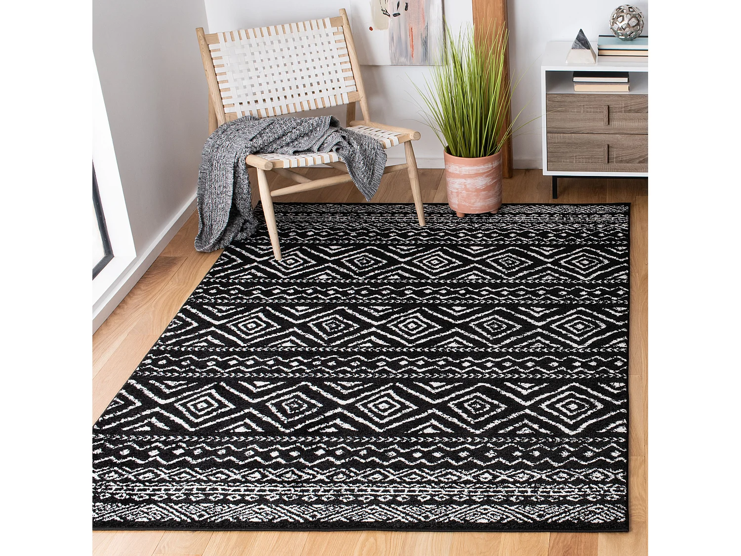 Tapis Noir/Neutre 122 X 183 cm - Makayla