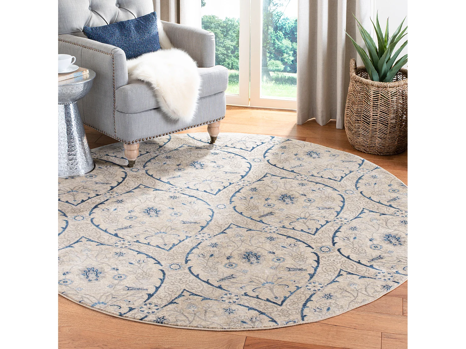 Tapis Gris/Bleu 201 X 201 cm - Camille