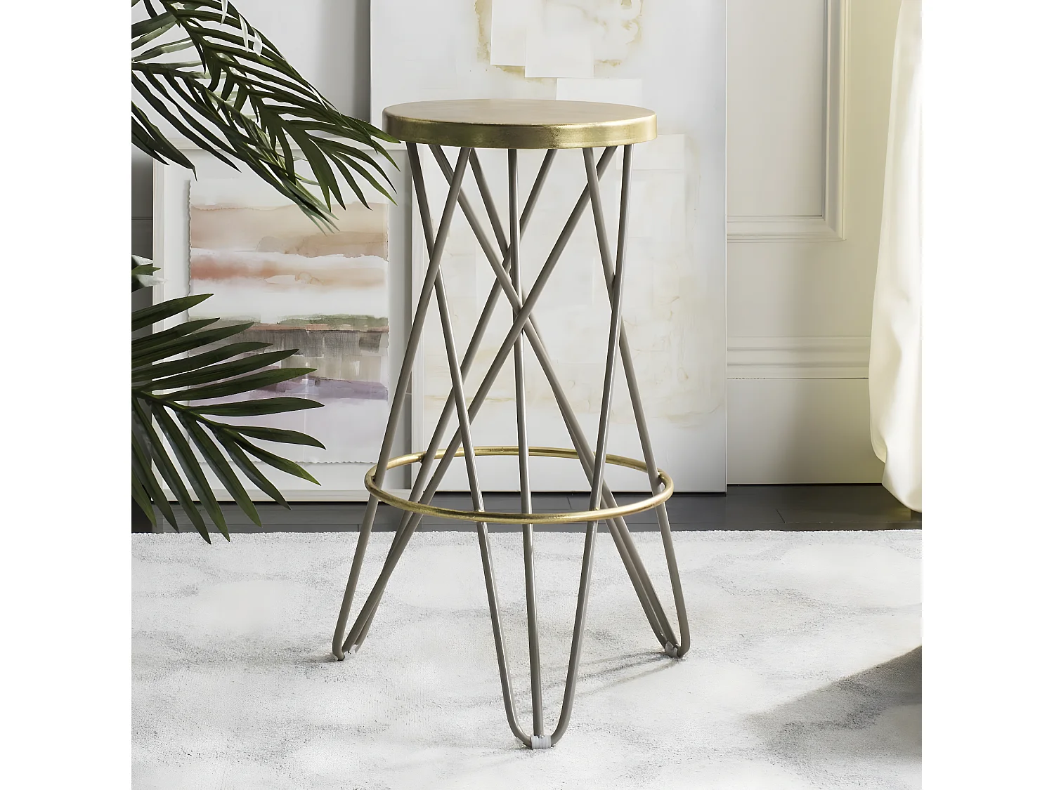 Tabouret de bar & de comptoir Beige et or 46 X 46 X 76.2 cm - Melina