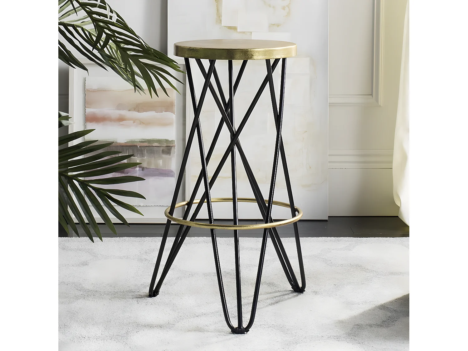 Tabouret de bar & de comptoir Noir et or 46 X 46 X 76.2 cm - Melina