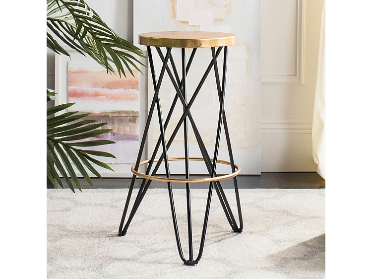 Tabouret de bar & de comptoir Noir et or 46 X 46 X 76.2 cm - Melina