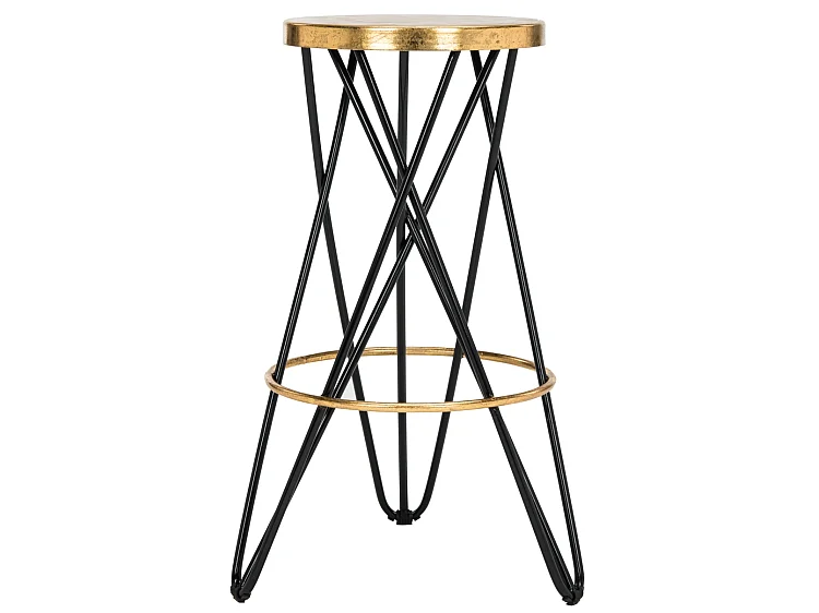 Tabouret de bar & de comptoir Noir et or 46 X 46 X 76.2 cm - Melina