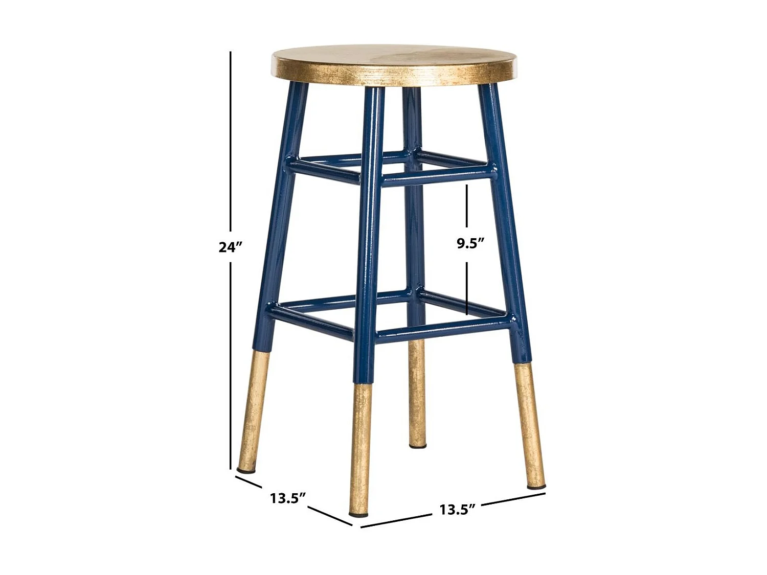 Tabouret de bar & de comptoir Marine et or 34 X 34 X 60.96 cm - Sallie