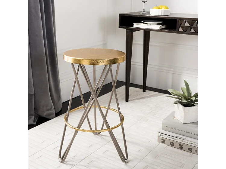 Tabouret de bar & de comptoir Beige et or 43 X 43 X 60.96 cm - Alvira