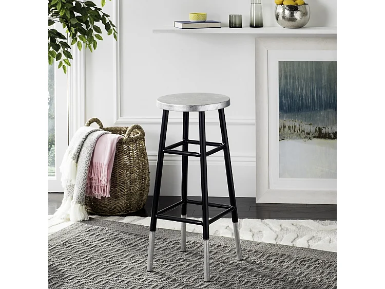 Tabouret de bar & de comptoir Noir et argent 34 X 34 X 76.2 cm - Lilia