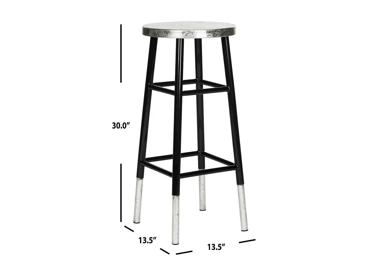 Tabouret de bar & de comptoir Noir et argent 34 X 34 X 76.2 cm - Lilia
