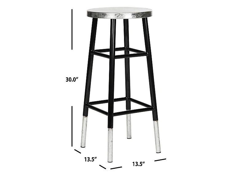 Tabouret de bar & de comptoir Noir et argent 34 X 34 X 76.2 cm - Lilia