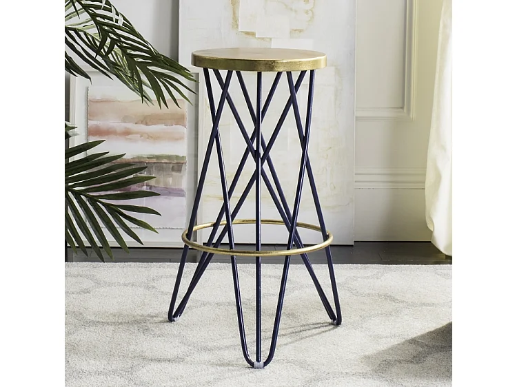 Tabouret de bar & de comptoir Marine et or 46 X 46 X 76.2 cm - Melina