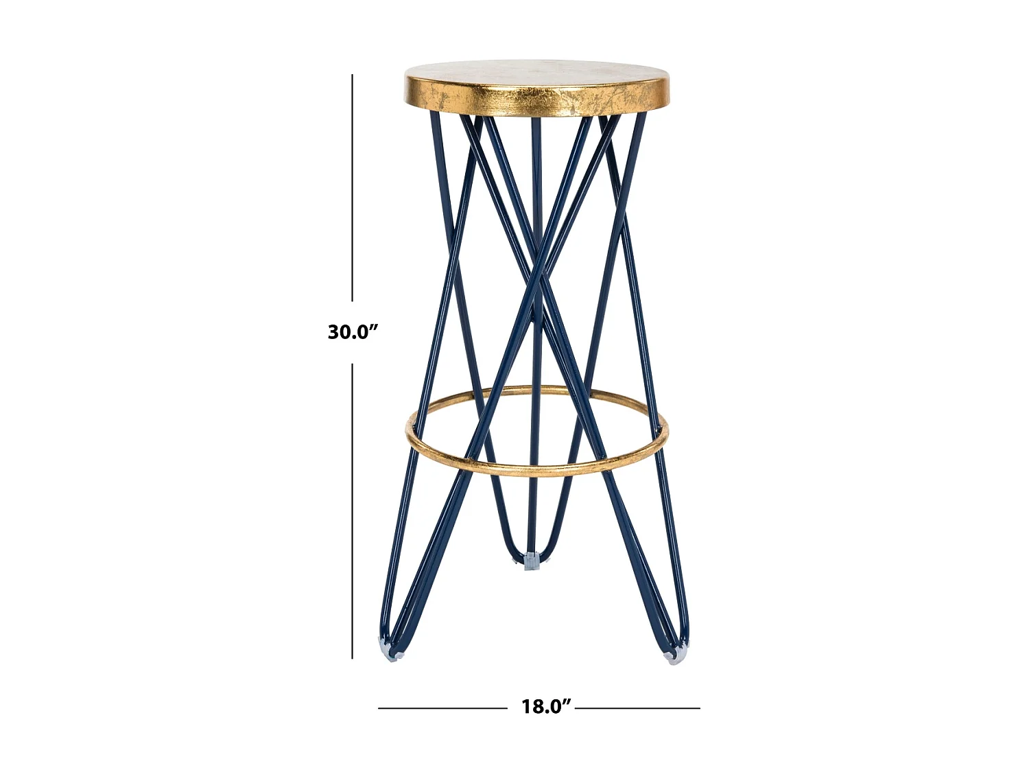 Tabouret de bar & de comptoir Marine et or 46 X 46 X 76.2 cm - Melina