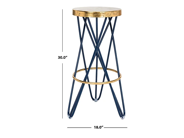 Tabouret de bar & de comptoir Marine et or 46 X 46 X 76.2 cm - Melina