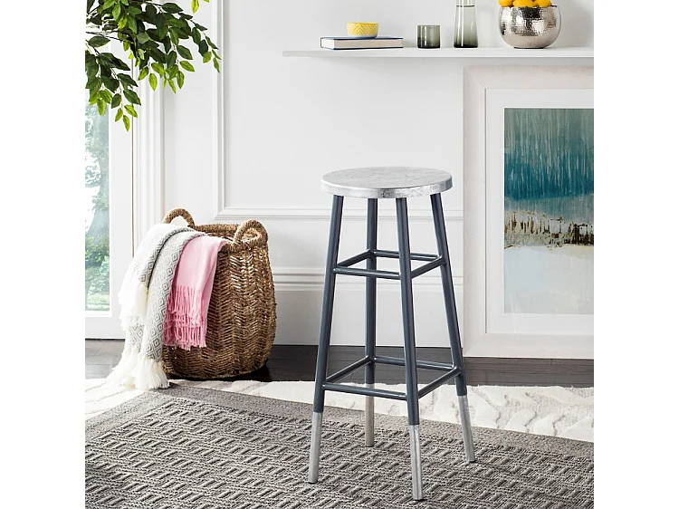 Tabouret de bar & de comptoir Gris et argent 34 X 34 X 76.2 cm - Lilia