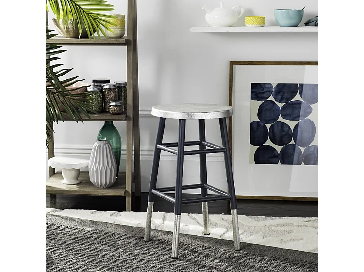 Tabouret de bar & de comptoir Gris et argent 34 X 34 X 60.96 cm - Lala