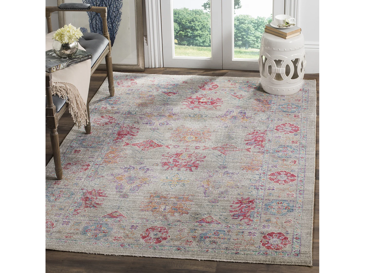 Tapis Gris/Rose 122 X 183 cm - Pierre