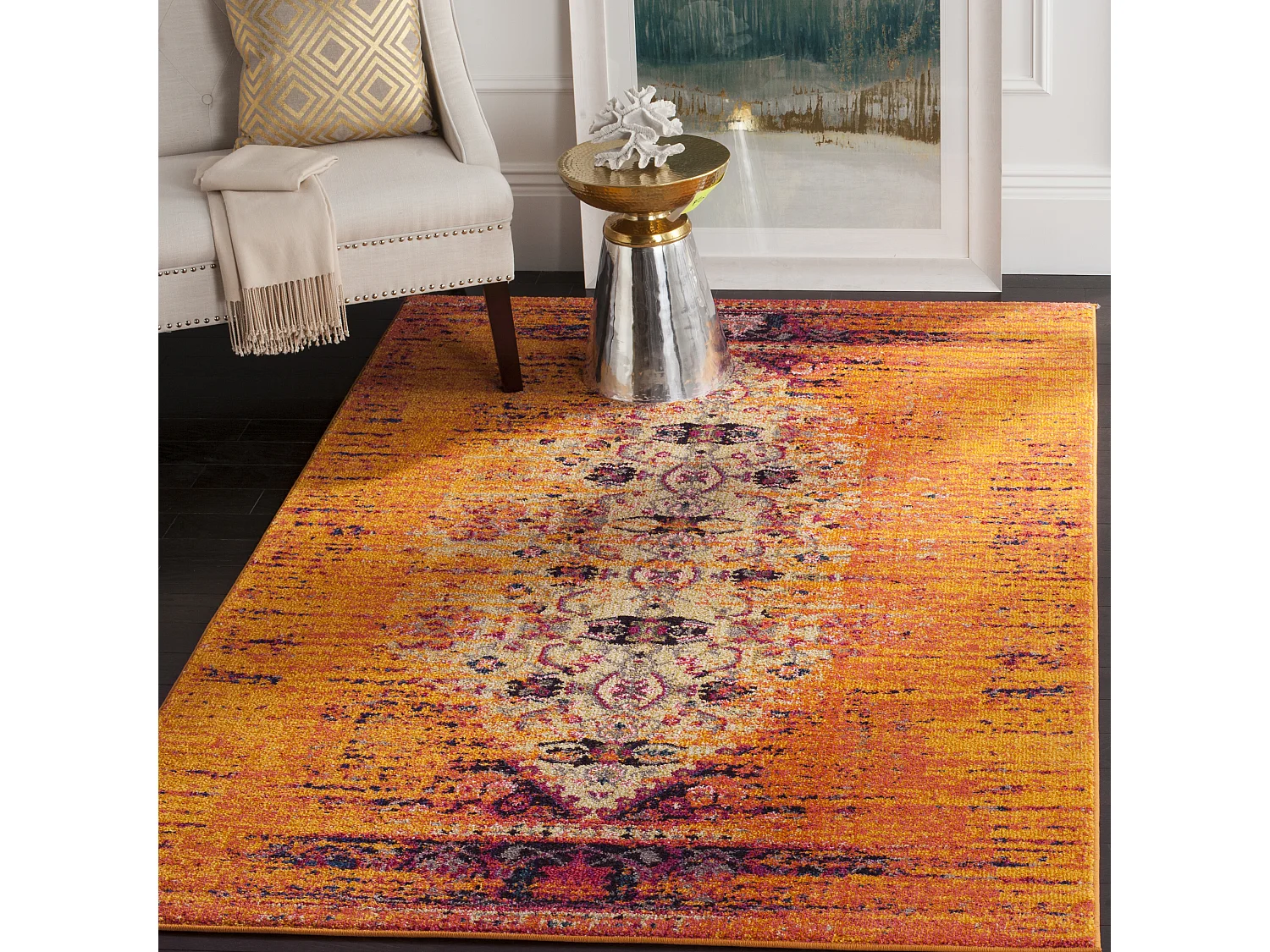 Tapis Orange/Multicolore 122 X 170 cm - Silvia