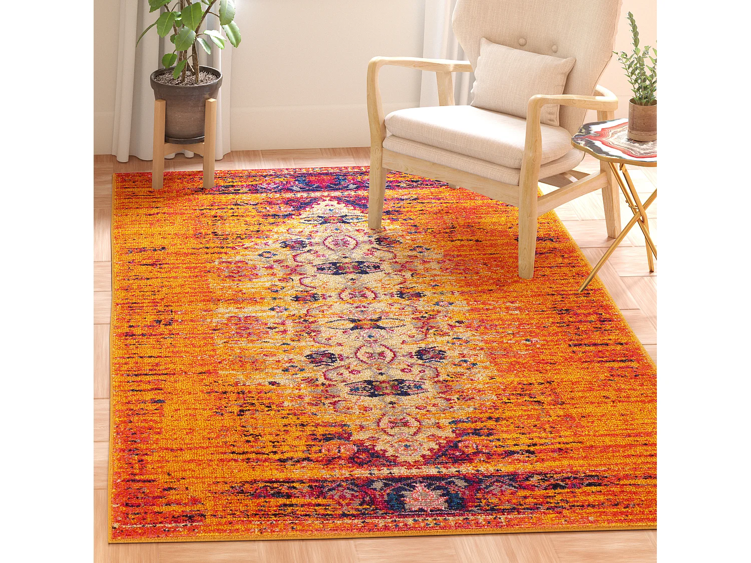 Tapis Orange/Multicolore 122 X 170 cm - Silvia