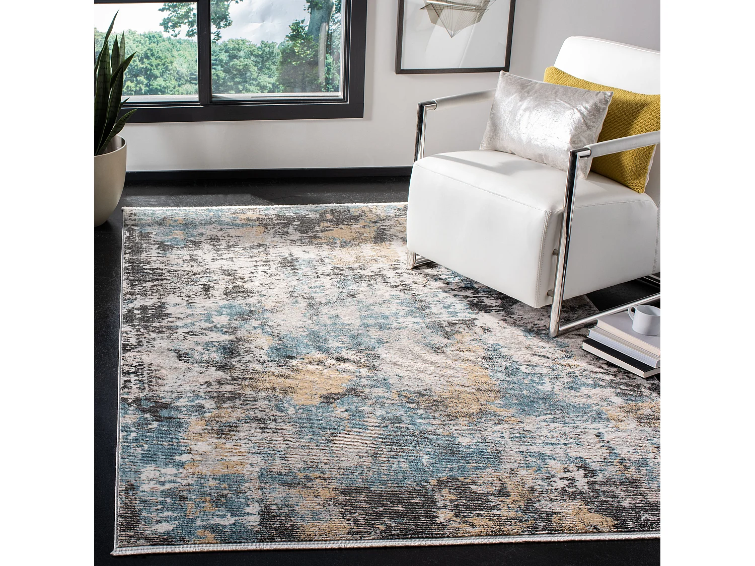 Tapis Gris/Bleu 122 X 183 cm - Brittany