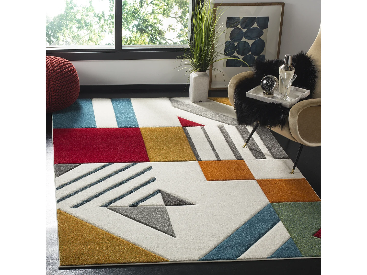 Tapis Neutre/Bleu 122 X 183 cm - Dominique