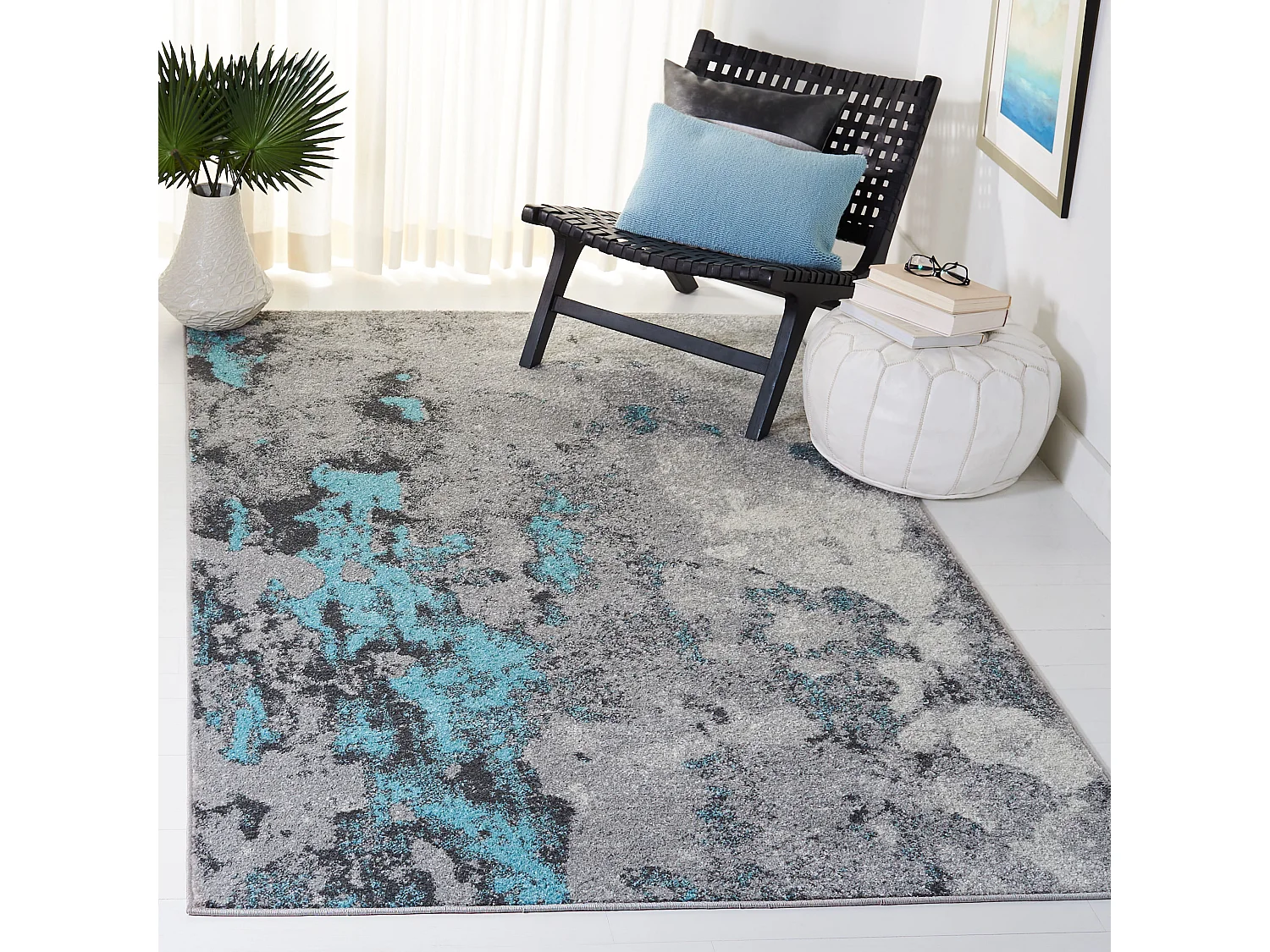 Tapis Turquoise & Grey 183 X 274 cm - Evelyn