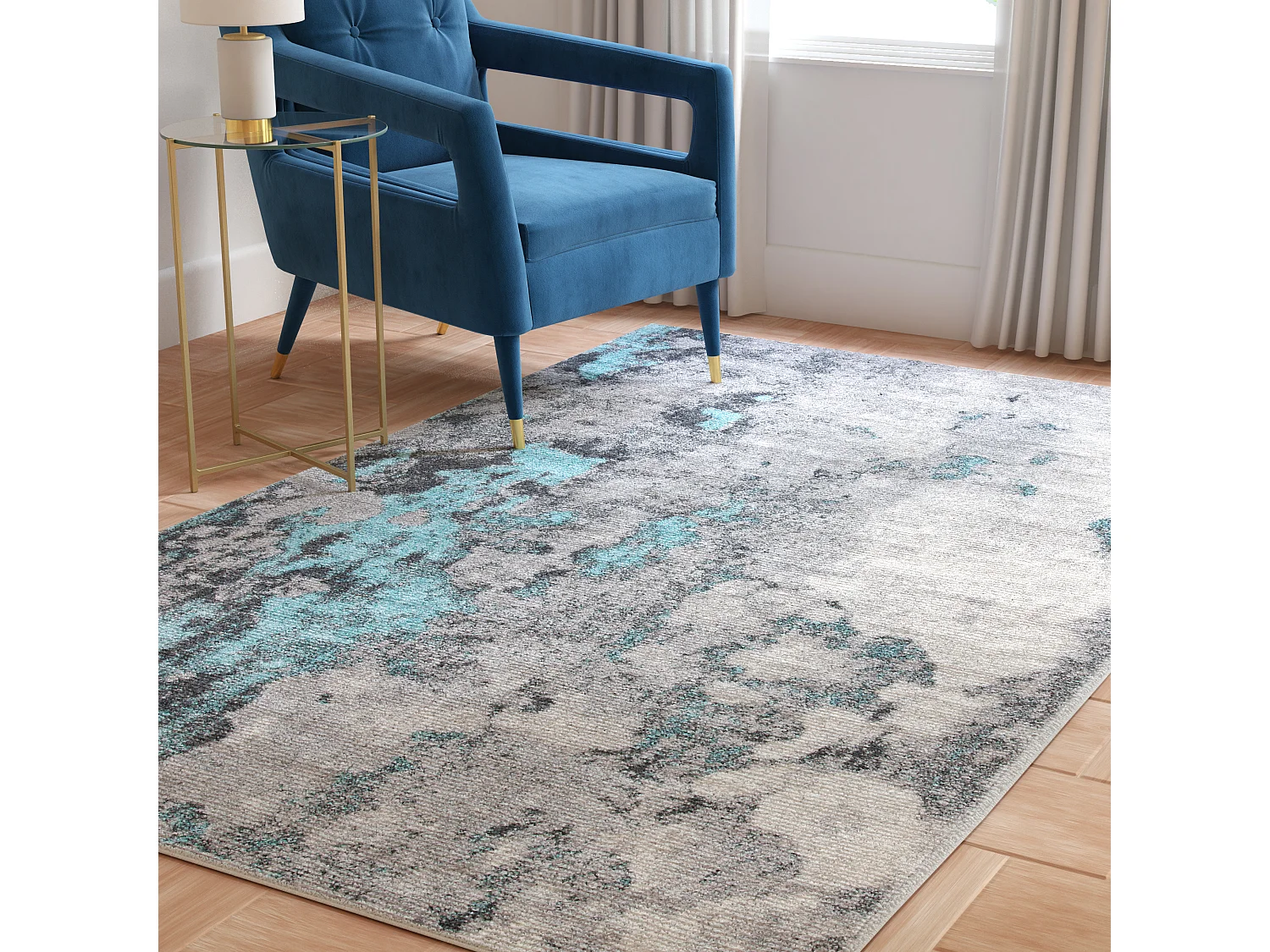 Tapis Turquoise & Grey 183 X 274 cm - Evelyn