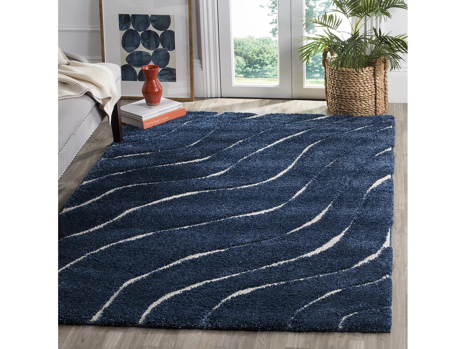Tapis Bleu Marine/Neutre 122 X 183 cm - Raton