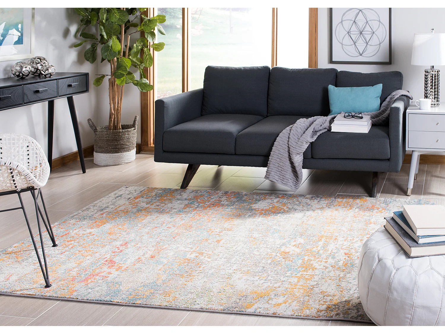 Tapis Gris/Orange 160 X 229 cm - Manjor