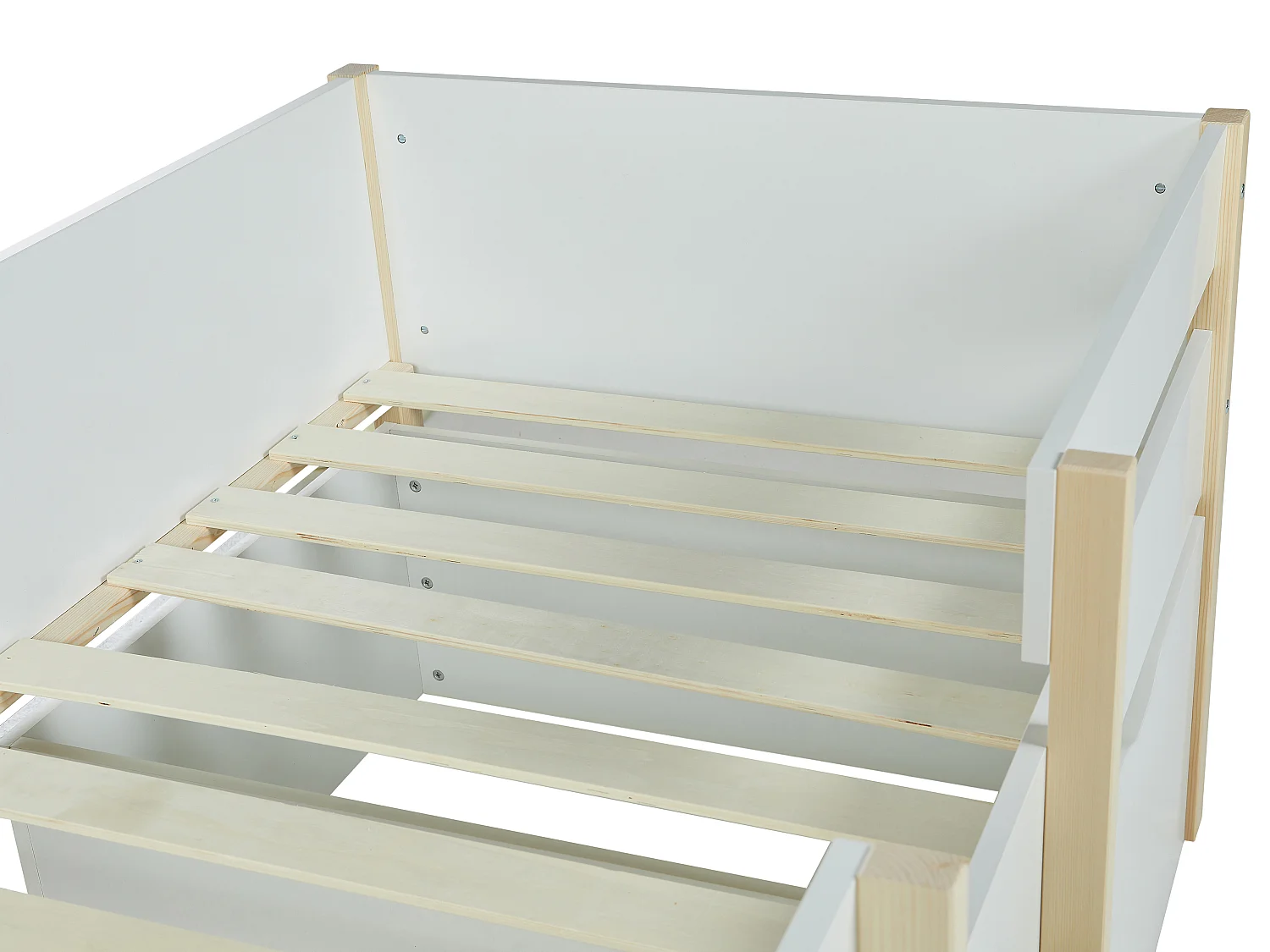 Halfhoogslaper SISSY - 2 laden - 90 x 190 cm - Wit en eiken + matras